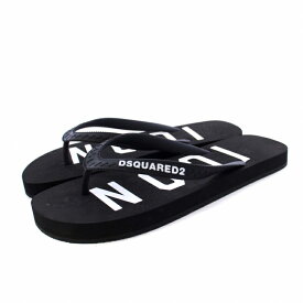 【中古】未使用品 ディースクエアード DSQUARED2 BE ICON FLIP FLOPS ビーチサンダル トング フラット ラバー 37 23.5cm 黒 ブラック S83FF0001 /KH ■GY29 レディース 【ベクトル 古着】 240117