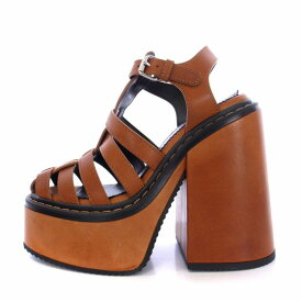 【中古】未使用品 ディースクエアード DSQUARED2 PLATFORM HEELED SANDALS 厚底サンダル レザー ストラップ 35 23.5cm 茶 ブラウン /KH ■GY29 レディース 【ベクトル 古着】 240122