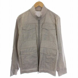 【中古】バルバ BARBA SPORT JACKET ブルゾン ジャケット ジップアップ リネン ウール シルク 48 L ベージュ /BM メンズ 【ベクトル 古着】 240131