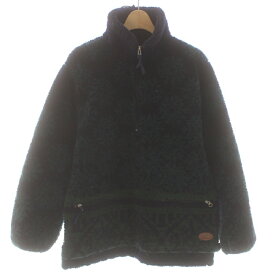 【中古】ウールリッチ WOOLRICH ボアジャケット スタンドカラー ショート丈 ハーフジップ 革パッチ 総柄 S 緑 グリーン 紺 ネイビー /BB メンズ 【ベクトル 古着】 240228