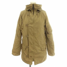 【中古】マーガレットハウエル MHL. ALPHA INDUSTRIES ミリタリーコート 中綿 フード 1 S ベージュ /☆G レディース 【ベクトル 古着】 240404