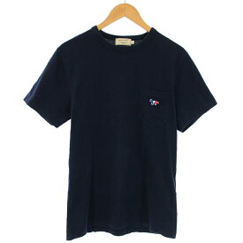 【中古】メゾンキツネ MAISON KITSUNE フォックスロゴ Tシャツ カットソー ワッペン 半袖 S 紺 ネイビー AM00102KJ0010 /TK レディース 【ベクトル 古着】 240408