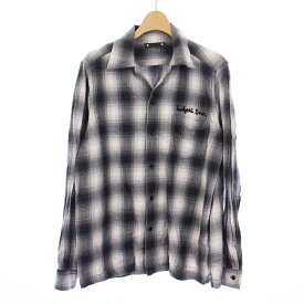 【中古】マインデニム MINEDENIM Ombre Check Flannel EMB Open Collar SH チェック フランネル オープンカラーシャツ 長袖 1 S グレー 2109-5008 /KH メンズ 【ベクトル 古着】 240430