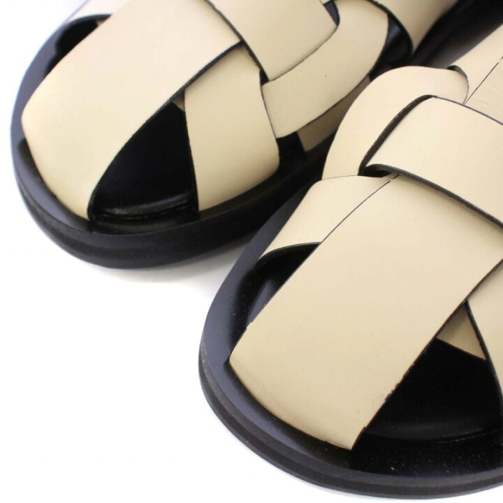 楽天市場】【中古】未使用品 ザラ ZARA レザーフラットケージサンダル  