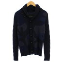 【中古】ウノピュウノウグァーレトレ 1PIU1UGUALE3 BIG CAMO CARDIGAN ニット カーディガン 長袖 カモフラ 迷彩柄 ウール 切替 3 ネイビー MRK037 /BM メンズ 【ベクトル 古着】 250408