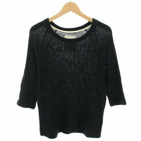 【中古】クオドロ quadro ニット セーター ボートネック 七分袖 麻 リネン 2 黒 ブラック /YT メンズ 【ベクトル 古着】 250425