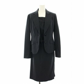 【中古】ハロッズ Harrods セットアップ 上下 テーラードジャケット シングル ワンピース ひざ丈 半袖 ベルト 1 紺 ネイビー /YT レディース 【ベクトル 古着】 250530