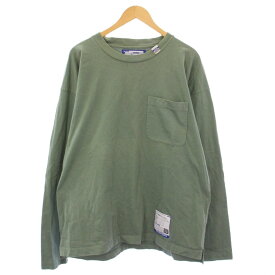 【中古】ミハラヤスヒロ MIHARA YASUHIRO Heavy Weight LS T-shirt ヘビーウェイトロングスリーブTシャツ ロンT 長袖 クルーネック ロゴ ストレッチ 46 緑 グリーン I06LT502 /BB メンズ 【ベクトル 古着】 250730