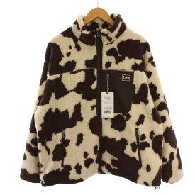 【中古】未使用品 リー LEE ボアジャケット ジップアップ ハイネック 牛柄 L 白 茶 LT3170-268 /BM メンズ 【ベクトル 古着】 251127