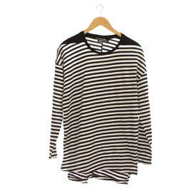 【中古】ダイエットブッチャースリムスキン DIET BUTCHER SLIM SKIN Tシャツ 1 白 黒 ボーダー柄 長袖 ラウンドネック /JP メンズ 【ベクトル 古着】 260422