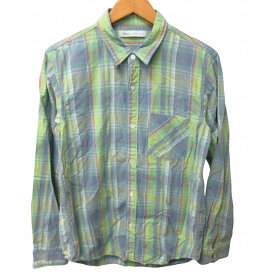 【中古】ロンハーマン Ron Herman チェックシャツ カジュアルシャツ 長袖 緑系 グリーン Sサイズ 0223 メンズ 【ベクトル 古着】 240223