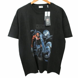 【中古】未使用品 キスニューヨークシティ KITH NYC ×XMEN エックスメン コラボ タグ付き 23年製 CHOPPER VINTAGE TEE MARVEL プリントTシャツ カットソー ボックスロゴ 半袖 黒 ブラック Lサイズ 0502 メンズ 【ベクトル 古着】 240502