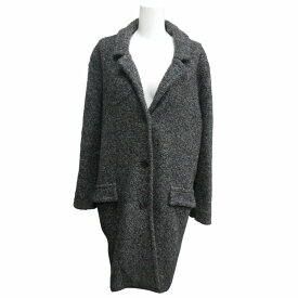 【中古】ステファネル STEFANEL イタリアンヤーン ITALIAN YARN 美品 ロングコート ニット地 チェスターコート グレー S IBO70 レディース 【ベクトル 古着】 250610