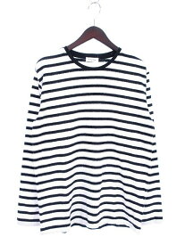 【中古】未使用品 A-Clothing カットソー Tシャツ ボーダー 長袖 L 白 ホワイト /tk メンズ 【ベクトル 古着】 171107 ブランド古着ベクトルプレミアム店