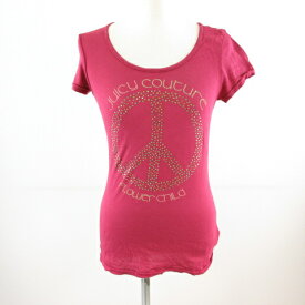 【中古】ジューシークチュール JUICY COUTURE カットソー Tシャツ 半袖 プリント ロゴ ラインストーン 赤 P *T688 レディース 【ベクトル 古着】 240307