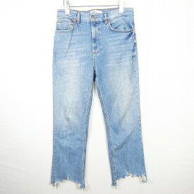 【中古】ザラ ZARA THE DREED FLARE デニム パンツ ジーンズ カットオフ フリンジ ストレッチ 40 ライトブルー 6840/241 kz7355 レディース 【ベクトル 古着】 240229