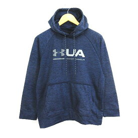 【中古】アンダーアーマー UNDER ARMOUR 1313509 パーカー トップス 長袖 プルオーバー コールドギア ロゴ 裏フリース SM ネイビー スポーツウェア ※EKM メンズ 【ベクトル 古着】 240219