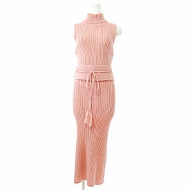 【中古】リリーブラウン Lily Brown 近年 リブニット ワンピース ノースリーブ ロング タートルネック べアバック モヘア混 ウール混 F ピンク 0703 レディース 【ベクトル 古着】 250703