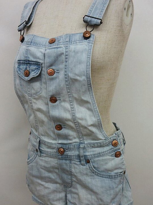 楽天市場 中古 エイチ エム H M Divided サロペット ショートパンツ デニム ダメージ加工 胸ポケット ストレッチ コットン インディゴ 34 レディース ベクトル 古着 ブランド古着ベクトルプレミアム店