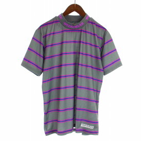 【中古】ビームスゴルフ BEAMS GOLF 22SS WEEKEND/ER 別注 ボーダー モックネック Tシャツ カットソー 半袖 M グレー 82-03-0095-444 /KU メンズ 【ベクトル 古着】 231120