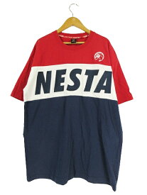 【中古】ネスタブランド NESTA BRAND Tシャツ 丸首 半袖 ロゴ 刺繍 レッド ホワイト ネイビー sizeXL QQQ メンズ 【ベクトル 古着】 240222