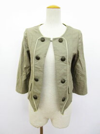 【中古】セシルマクビー CECIL McBEE ジャケット 羽織 ノーカラー 麻 リネン F 茶 ブラウン レディース 【ベクトル 古着】 170418 ブランド古着ベクトルプレミアム店