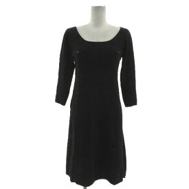 【中古】スピック＆スパン ノーブル Spick&Span Noble ワンピース ニット ボートネック 七分袖 ひざ丈 ウール ブラック 黒 レディース 【ベクトル 古着】 230121