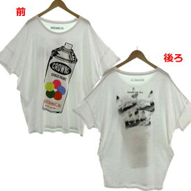 【中古】ロデオクラウンズワイドボウル RODEO CROWNS WIDE BOWL RCWB Tシャツ ビッグT チュニック丈 半袖 プリント コットン ホワイト 白 FREE レディース 【ベクトル 古着】 240212