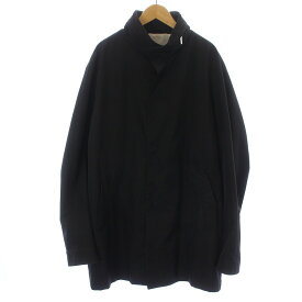 【中古】ジバンシィ GIVENCHY ヴィンテージ スタンドカラー コート ジャケット ハーフ フーテッド ジップアップ スナップボタン 50 XL 黒 ブラック /KW ■GY18 メンズ 【ベクトル 古着】 240316