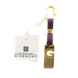 【中古】ジバンシィ GIVENCHY キーリング キーホルダー チャーム ロゴ レザー ゴールド色 紫 ■GY18 /MQ レディース 【ベクトル 古着】 240524