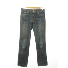 【中古】ヌーディージーンズ nudie jeans デニムパンツ ジーンズ ストレート ダメージ加工 ウォッシュ加工 31 紺 ネイビー /AO19 ■GY12 メンズ 【ベクトル 古着】 250602