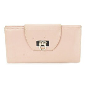 【中古】サルヴァトーレフェラガモ Salvatore Ferragamo 長財布 ロングウォレット 二つ折り 小銭入れあり レザー 革 ロゴ ガンチーニ ピンク IR-224209 /CK31 ■GY18 レディース 【ベクトル 古着】 250714