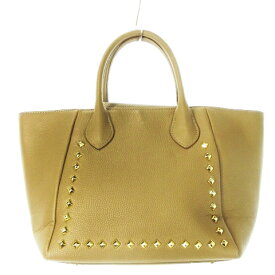 【中古】イコジーニ ICO JEENE ハンドバッグ レザー 革 シボ革 合成皮革 スタッズ ゴールド金具 茶 ブラウン /CK8 ■GY18 レディース 【ベクトル 古着】 250725