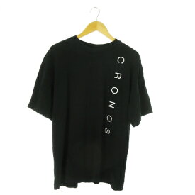 【中古】クロノス CRONOS 半袖Tシャツ クルーネック オーバーサイズ コットン プリント ロゴ S 黒 ブラック /AO8 ■GY12 メンズ 【ベクトル 古着】 250806