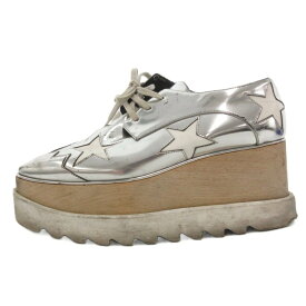 【中古】ステラマッカートニー STELLA McCARTNEY エリス ダービーシューズ プラットフォーム 木製ウェッジソール 星柄 36.5 銀色 /UO レディース 【ベクトル 古着】 250808