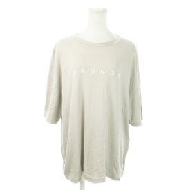 【中古】クロノス CRONOS 五分袖Tシャツ ラウンドネック オーバーサイズ ロゴ S グレージュ /AO12 レディース 【ベクトル 古着】 250821