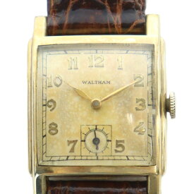 【中古】ウォルサム WALTHAM 腕時計 ヴィンテージ アンティーク ウォッチ 手巻き スモールセコンド スモセコ 10KGF 金メッキ レザーベルト スクエア ゴールドカラー 金色 ■GY18 /MQ メンズ 【ベクトル 古着】 251101