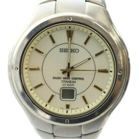 【中古】セイコー SEIKO ジャンク品 P114-0AA0 腕時計 ウォッチ ソーラー アナデジ カレンダー付き ラウンド シルバー色 ■GY11 /MQ メンズ 【ベクトル 古着】 251013