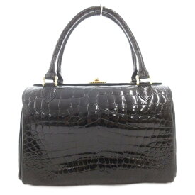 【中古】ノーブランド ハンドバッグ シャイニー クロコダイル レザー ワニ革 黒 ブラック /GV ■GY18 レディース 【ベクトル 古着】 251010