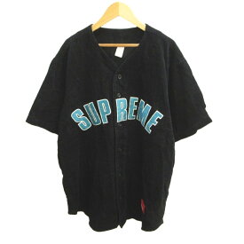 【中古】シュプリーム SUPREME Corduroy Baseball Jersey コーデュロイ ベースボール ジャージ アーチロゴ シャツ 半袖 Vネック L 黒 ブラック /YU ■GY18 メンズ 【ベクトル 古着】 260831