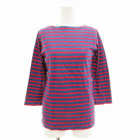 【中古】オーチバル ORCIVAL オーシバル バスクシャツ Tシャツ カットソー ボートネック ボーダー 7分袖 2 L 紺 ネイビー 赤 レッド /AE レディース 【ベクトル 古着】 250719