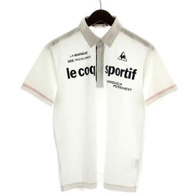 【中古】ルコックスポルティフ le coq sportif ポロシャツ 半袖 ハーフボタン ボタンダウン ロゴプリント M 白 ホワイト 紺 ネイビー /NW23 メンズ 【ベクトル 古着】 231030