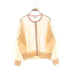 【中古】6 ROKU BEAUTY&YOUTH B&Y ロク ビューティーアンドユース 23SS SHEER COLOR RIB CARDIGAN カーディガン 長袖 シアー リネン混 オレンジベージュ ピンク /DO ■OS レディース 【ベクトル 古着】 230824