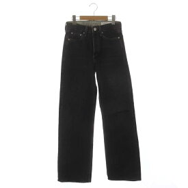 【中古】ラグ&ボーン RAG&BONE LOGAN MID RISE WIDE LEG デニムパンツ ジーンズ ボタンフライ 24 黒 ブラック /DF ■OS レディース 【ベクトル 古着】 231012