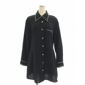 【中古】ザラ ZARA スタッズ付きロングシャツ 長袖 チュニック 前開き USAL 黒 ブラック /DO ■OS レディース 【ベクトル 古着】 231023