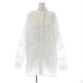 【中古】アメリヴィンテージ Ameri VINTAGE 22AW UND EMBROIDERY LACE BLOUSE ブラウス 長袖 レース ノーカラー チュニック丈 インナー付き F 白 ホワイト /MI ■OS レディース 【ベクトル 古着】 231019