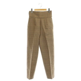 【中古】6 ROKU BEAUTY&YOUTH B&Y ロク ビューティーアンドユース HOUND TOOTH PANTS 千鳥格子パンツ テーパード センタープレス ハイウエスト ウール XS ベージュ 茶色 ブラウンベージュ /DO ■OS レディース 【ベクトル 古着】 231107