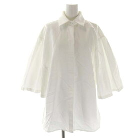 【中古】マックスマーラ MAX MARA 22SS Cotton poplin shirt シャツ 八分袖 38 白 ホワイト /MI ■OS レディース 【ベクトル 古着】 231127