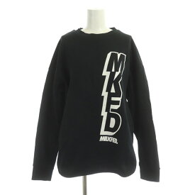 【中古】ミルクフェド MILKFED. トレーナー PRINTED MKFD SWEAT TOP スウェット 長袖 プルオーバー プリント オーバーサイズ ONE 黒 ブラック /MY ■OS ■SH レディース 【ベクトル 古着】 231221