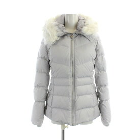 【中古】ゲス GUESS FUR HOODED SHORT DOWN JACKET ダウンジャケット ショート丈 フェイクファー XS ライトグレー ■SH /AK30 レディース 【ベクトル 古着】 231130